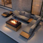 Tevara Lounge-Set, 4-teilig, modular, aus Teakholz und Aluminium, für 6 Personen, Grau